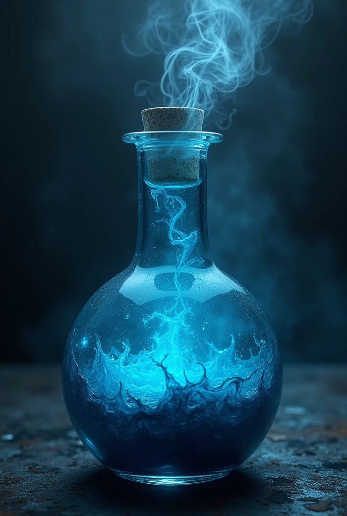 A Potion with a Dark gray with flashes of bright blue, like a stormy sky captured in liquid form.