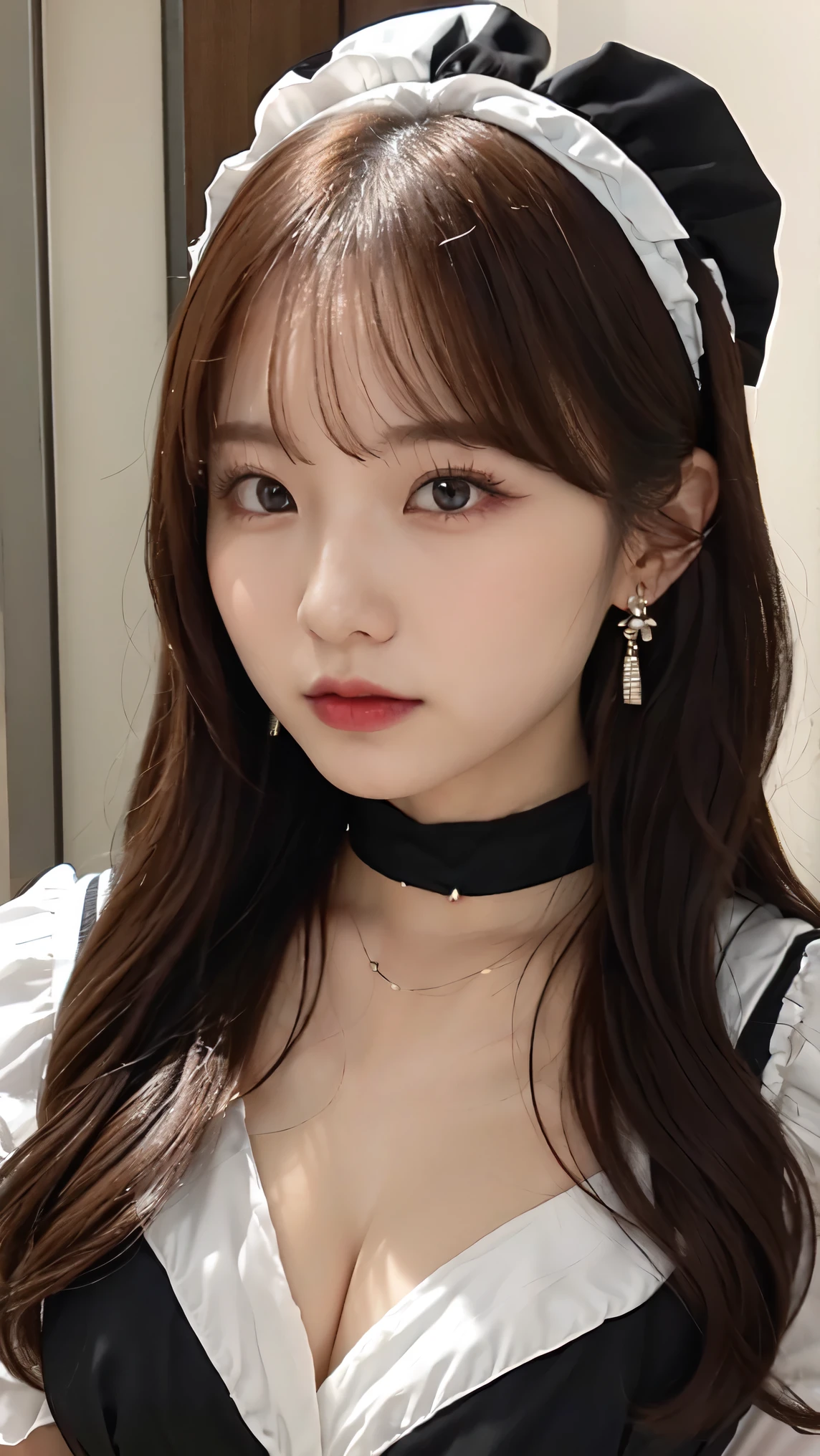 Wear the cutest gothic maid outfit in the world,The cutest maid choker in the world、The cutest gloves in the world、The most beautiful skin in the world、The most beautiful earrings in the world、The cutest sleeping face in the world、The cutest gravure idol pose in the world、Perfect Proportions、cute、((18-year-old female:1.ung and adorable Japanese face,Official Art,Highly detailed CG Unity 8K wallpapers,(masterpiece:1.0),(Highest quality:1.0), 超High resolution,4K,Very detailed, photo shoot, 8k, Hmph, High resolution, Kodak Portrait 400, Film Grain, Lens Flare Glow,高いest quality,8k,Hmph:1.2),Portrait Shot,8k、Show Viewer