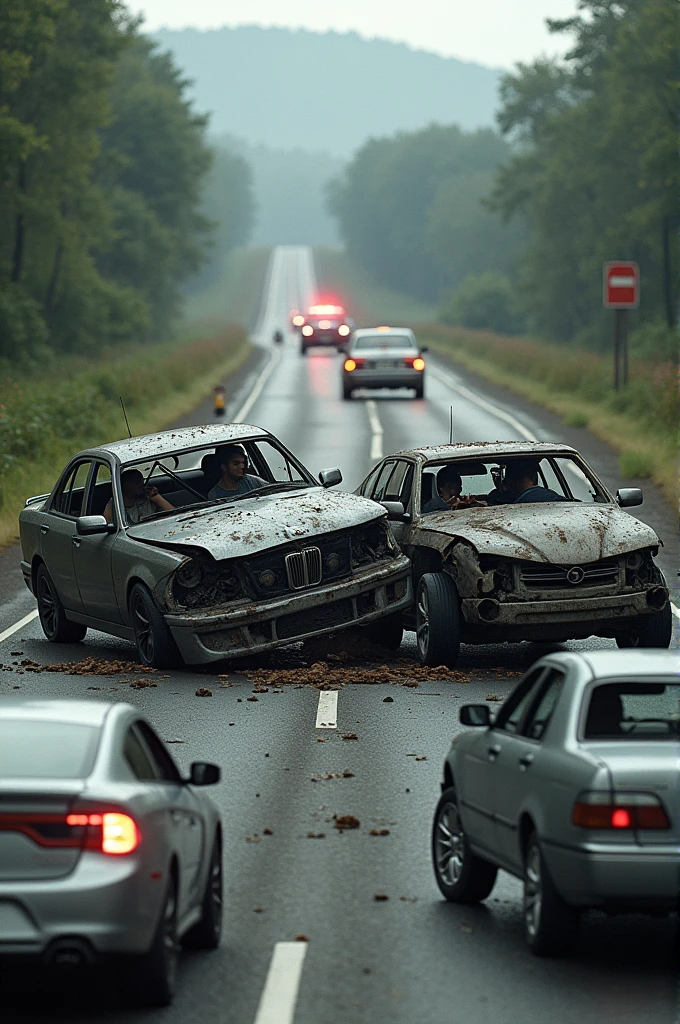 Car accident on road 