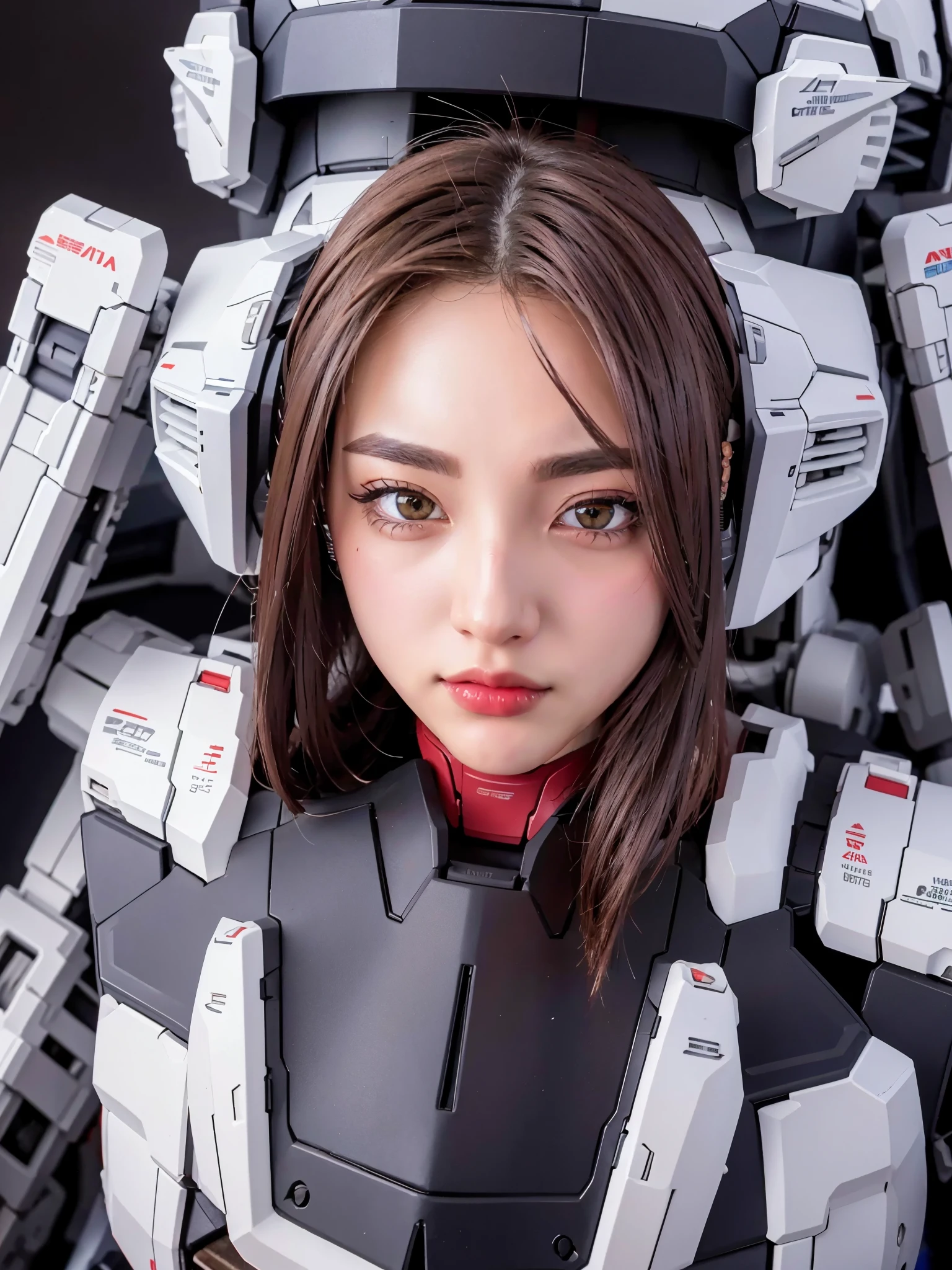 Gundam \(rx78\), Ultra-high resolution, Highest quality, photograph, 4K, (Realistic:1.4), 1 girl, alone, (whole body: 1.1), long hair, Brunette Hair, Beautiful Face, Beautiful Eyes, Dynamic pose, Dynamic Angle, male,Colony Background, Meka Buyi Armor, Depth of written boundary, Motion Lines, Vibrant breasts, Good lift, Breasts are slippery, Detailed eyes, masterpiece, Detailed lips