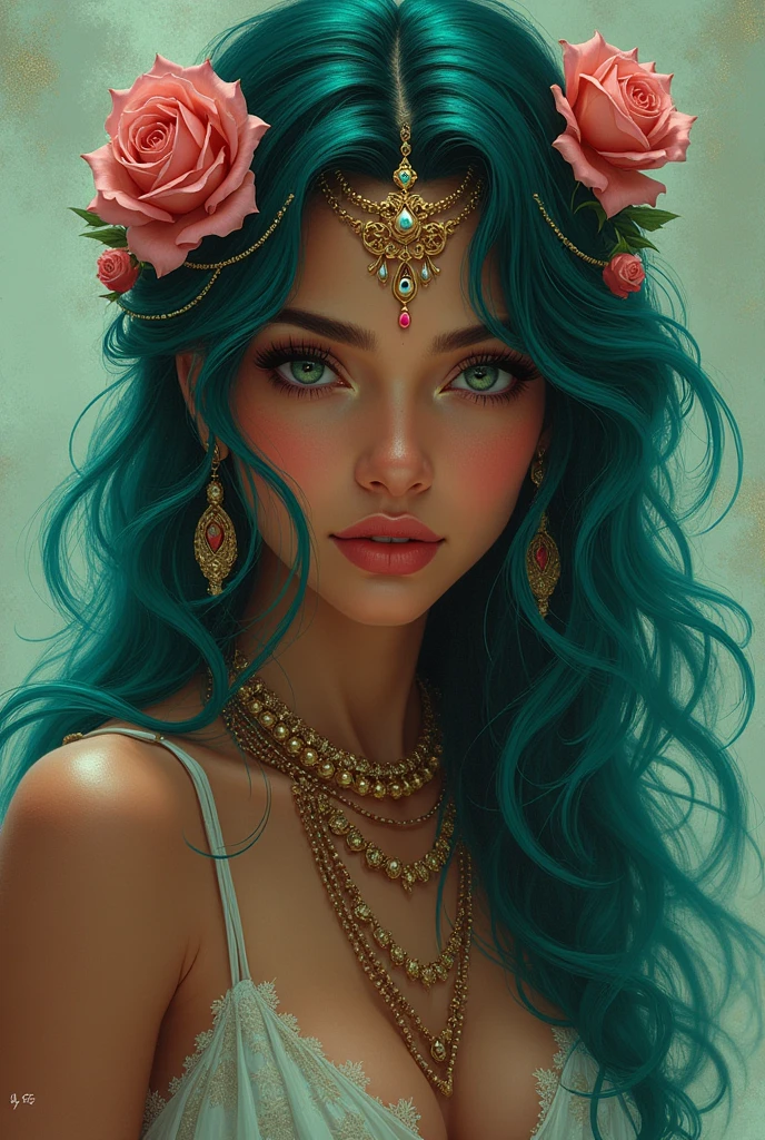 Woman + jade + India + amorous + veil artistry iniciale, artistry iniciale, league of legends artistry iniciale, artistry, brush stroke, obra de artistry, 8k, ultra detaild, high definition and naked