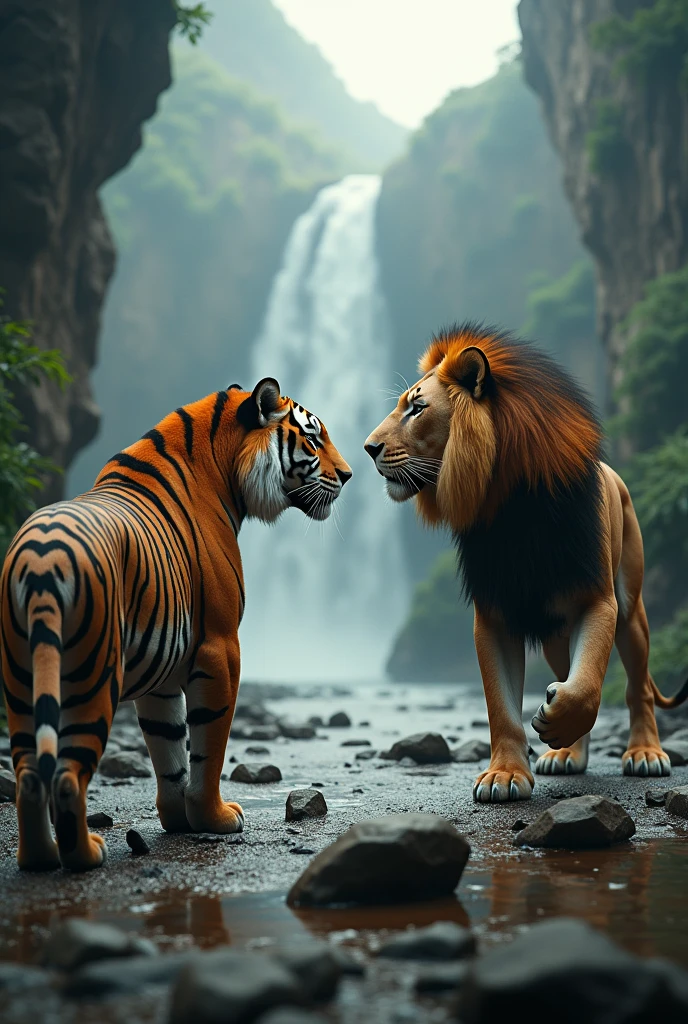 Tigar and lion 