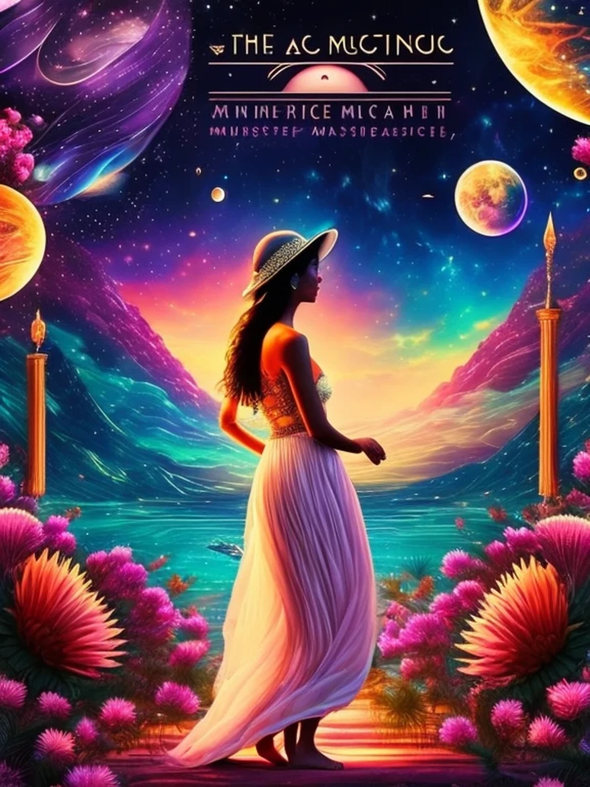 The Cosmic Echoes, Quiet Moments, Quiet Dawn, Space Lady, Exotic Mysteries, Journey Into Love, Cosmic Funk, Love Beams, ((masterpiece:1.1, best quality)), Summer Nights