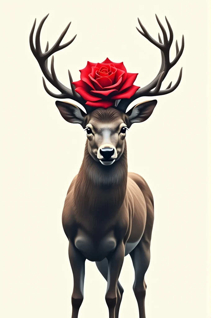a logo of majestic deer with red rose between its horn