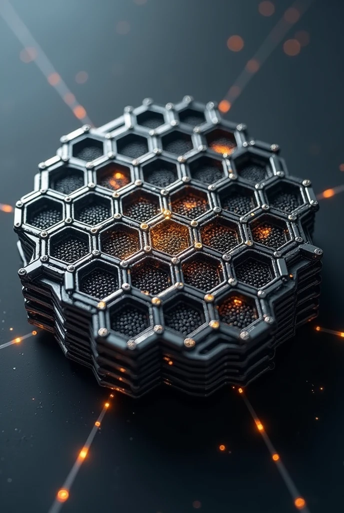 Actual image, micro cavity electric generator, 100nn pentagonal cavities, two electrodes, Porous carbon electrolytes with composite materials,(similar to honeycomb)