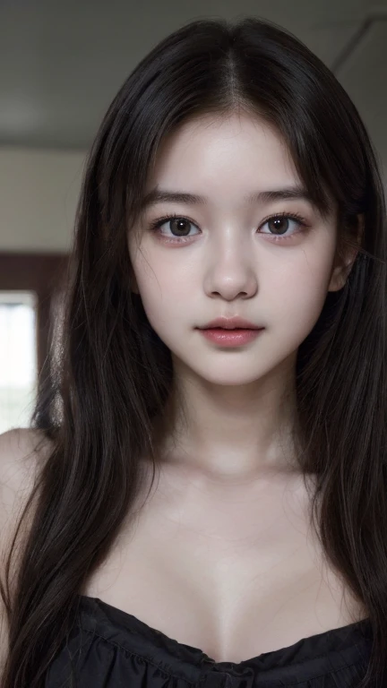 (8k,High resolution、masterpiece、High resolution、detailed、Highest quality、Surreal、RAW Photos)、student、One Woman、Baby Face、Young、Cute face、Beautiful Skin、Long Hair、15 years old、、Brown eyes、Black Hair、Dress cleanly