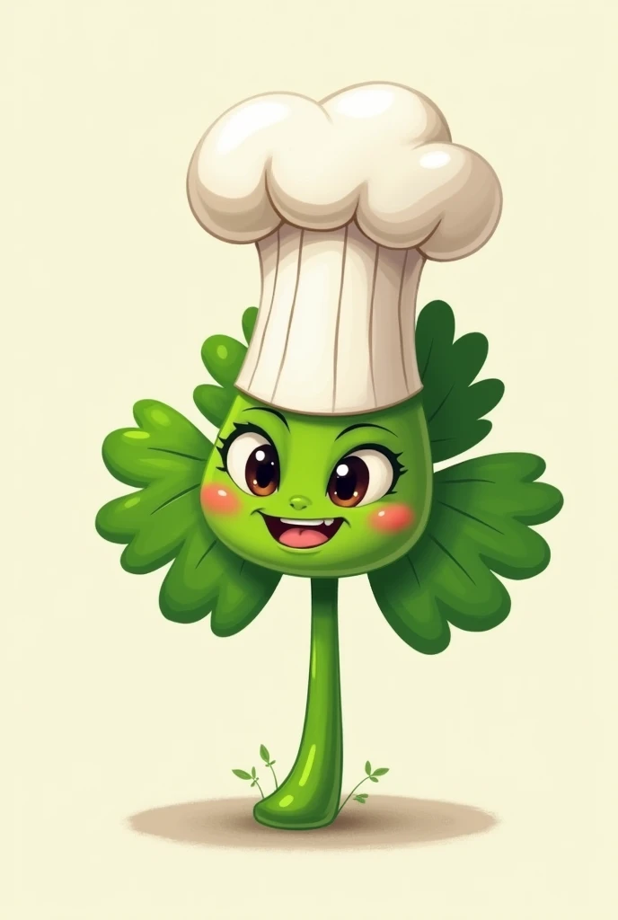 A parsley leaf with a cooking hat