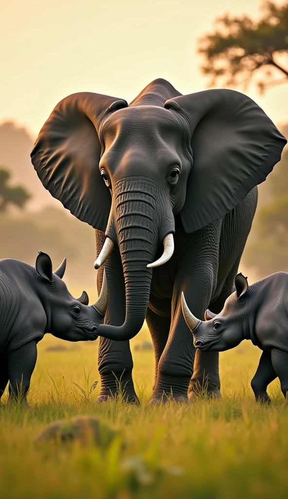 Elephant and raino