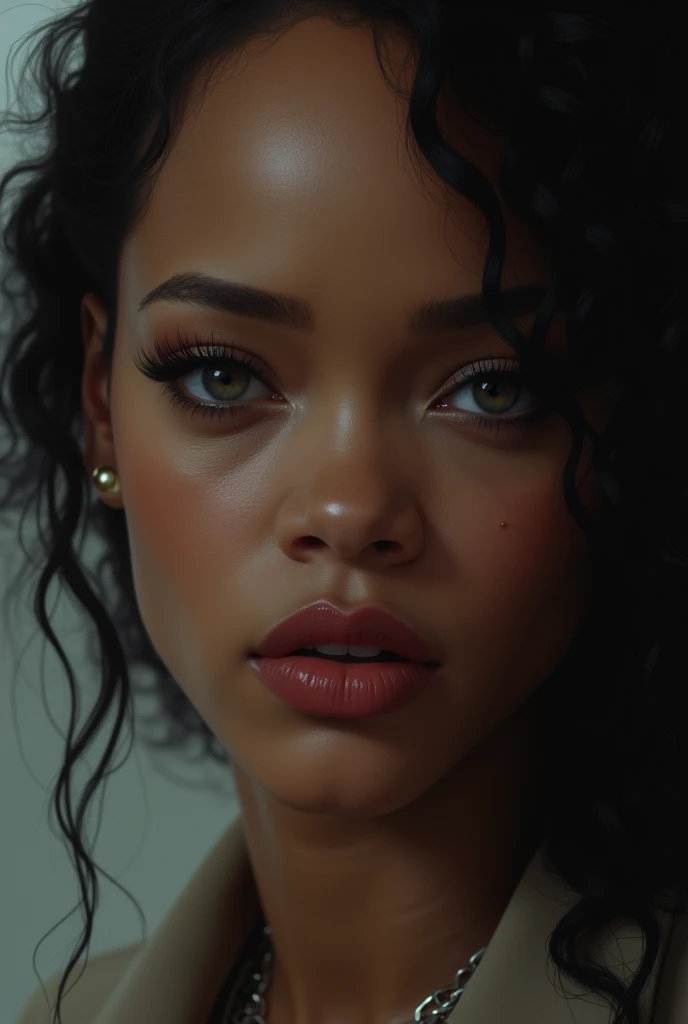 Rihanna sad looking crying face 
