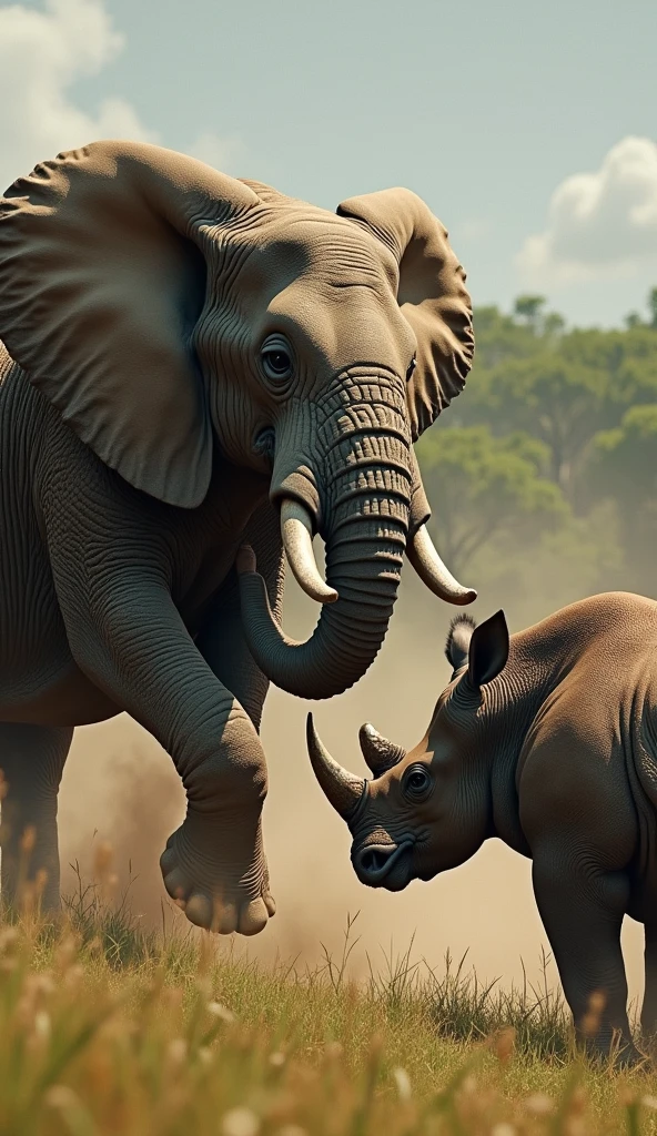 Elephant and raino dengerous mix image 