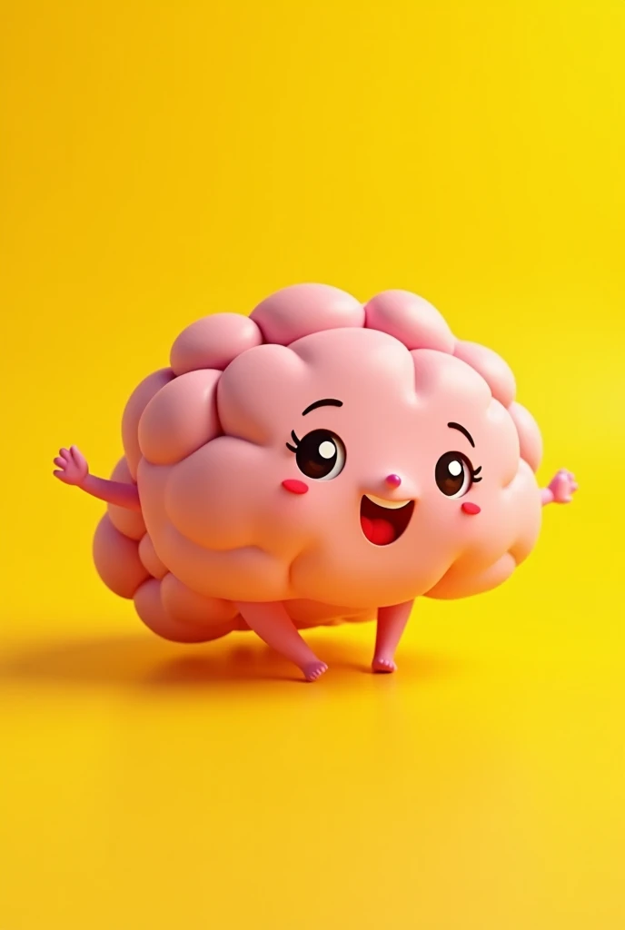 Photo of a cute brain on yellow background