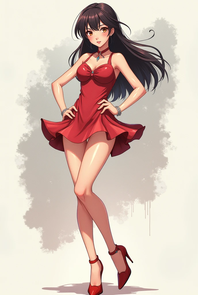 Girl anime, sexy pose, model, fullbody, feet, action 