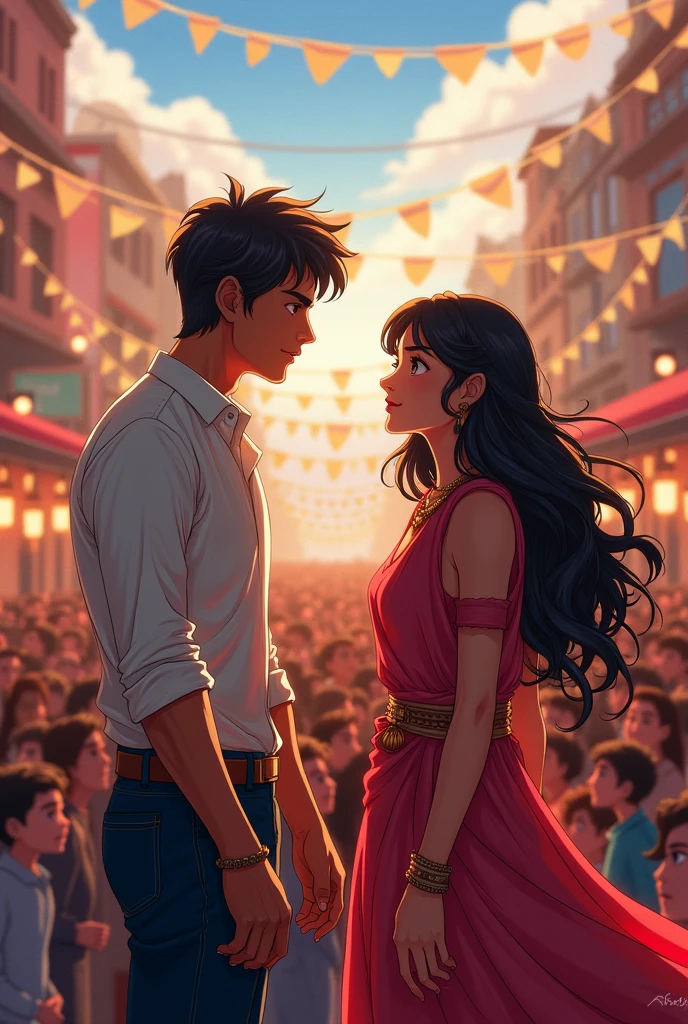 Abhay saying loudly I love you to arjita in fromt of whole crowd anime scene