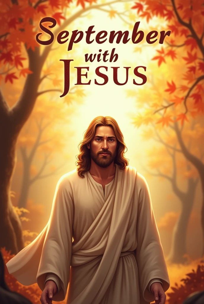 Make the cover for an e-book about devotional in the month of September, author Geisla Neves, title of the book “September with Jesus”