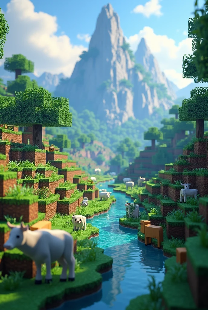 Make a minecraft with out player overworld animated smooth trailer graphic
