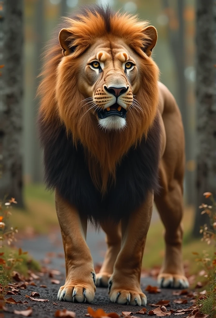 Make a strong chimera using the body of a strong lion,
