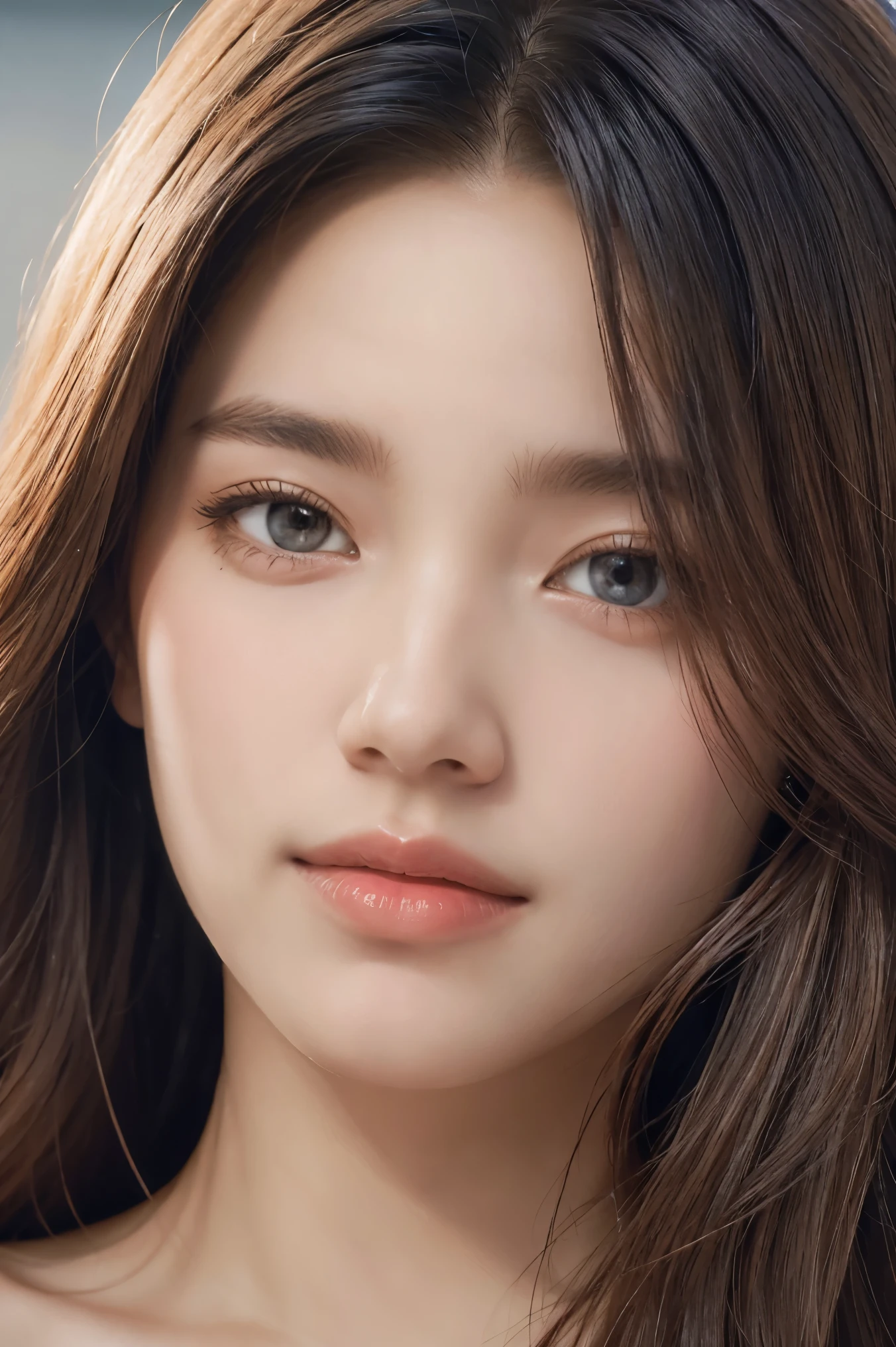 High Quality, Best Quality, Photorealistic, Raw Photo, Realistic, Ultra Real 8K CG, Ultra Detail, High Definition, Masterpiece, 1 Girl, 18 yrs ols, Female Beautiful Face, Soft Face, Elegant, Long Hair, Blue Eyes, Light Blue Eyes, Close Up, Intricate Details, Detailed Textures, Fine Details, Front Face , female natural body, sexy, very beautiful young female face,