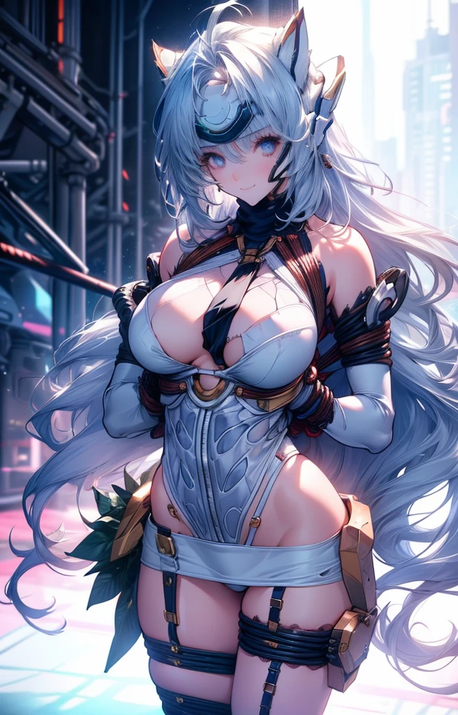 (masterpiece:1.2, Highest quality), (Realistic, photoRealistic:1.4), Beautiful illustrations, (Natural Side Lighting, Cinema Lighting), Looking at the audience, Upper Body, (Front view), 1 girl, Perfect Face, Symmetrical cute face, Glowing Skin, Baby Face, Long eyelashes, (Large ), (Wide Hips),Beautiful Hair, Beautiful Face, Beautiful and beautiful eyes, Beautiful body, Beautiful breastsiful thighs, Beautiful legs, Beautiful fingers,(Beautiful views),(Cute Smile:1.2, Superior),Knee socks,Layered skirt,(Clothing Belt:1.5),((Sexy Bondage Clay:1kini Tops