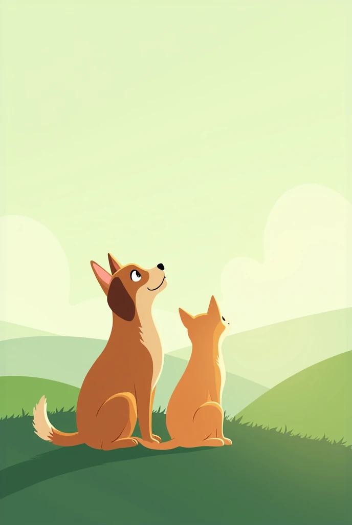 create a logo for an NGO, the logo must be in green colors, and must contain the image of a dog and a cat, convey the idea as if the animals were looking at a horizon, as if they were looking at a new beginning .