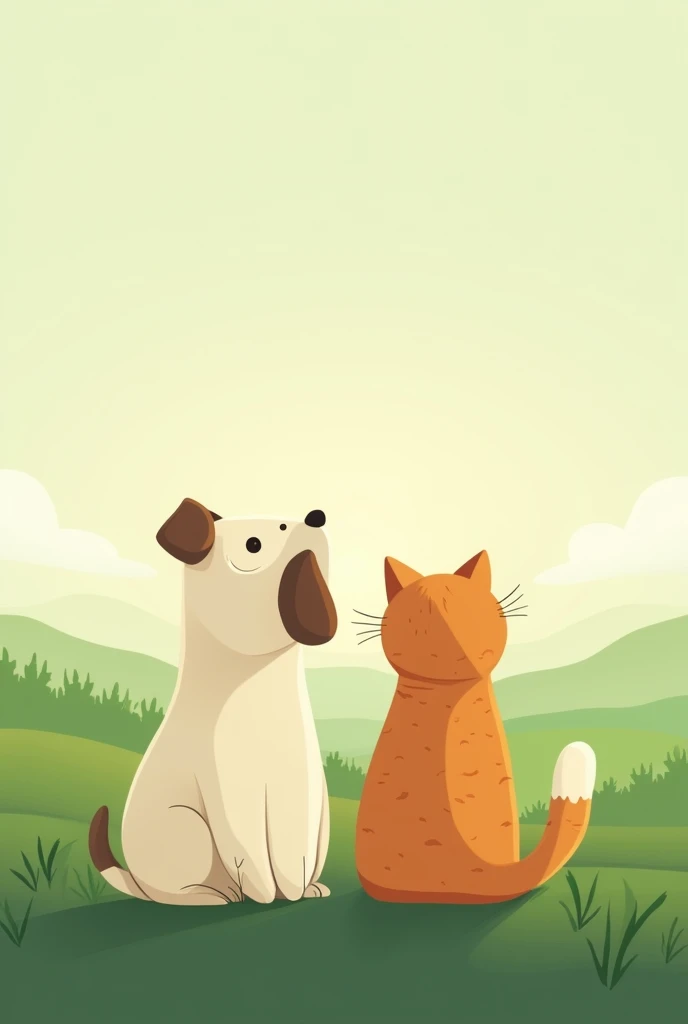 create a logo for an NGO, the logo must be in green colors, and must contain the image of a dog and a cat, convey the idea as if the animals were looking at a horizon, as if they were looking at a new beginning .