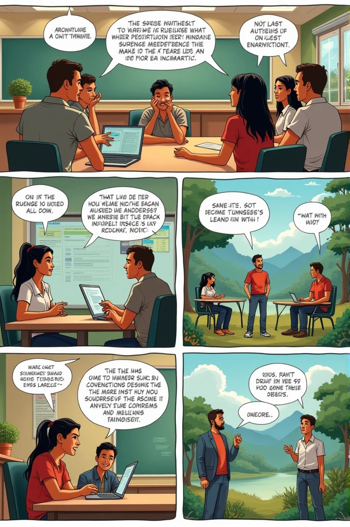 Make me a short comic on the topic of the media in Spanish language

