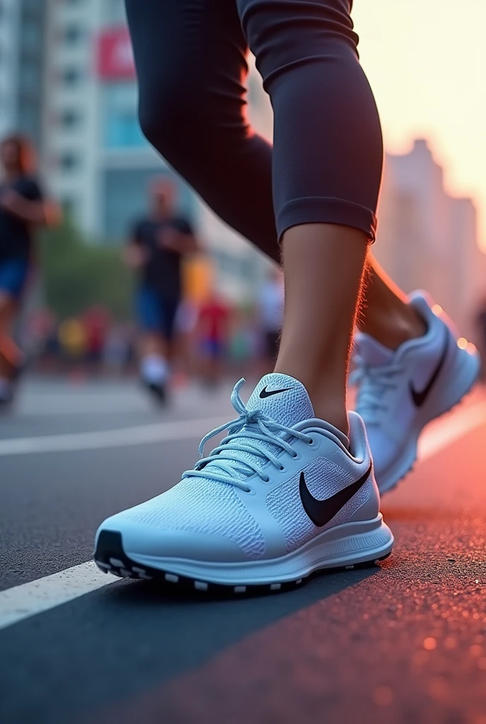 with Nike shoes and focus on them