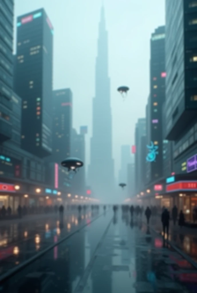 Blurred photo of a technological city 