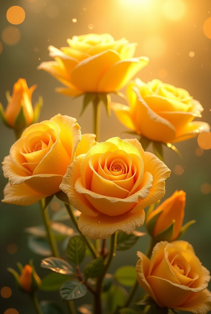 Group of Sparkling yellow rose flower