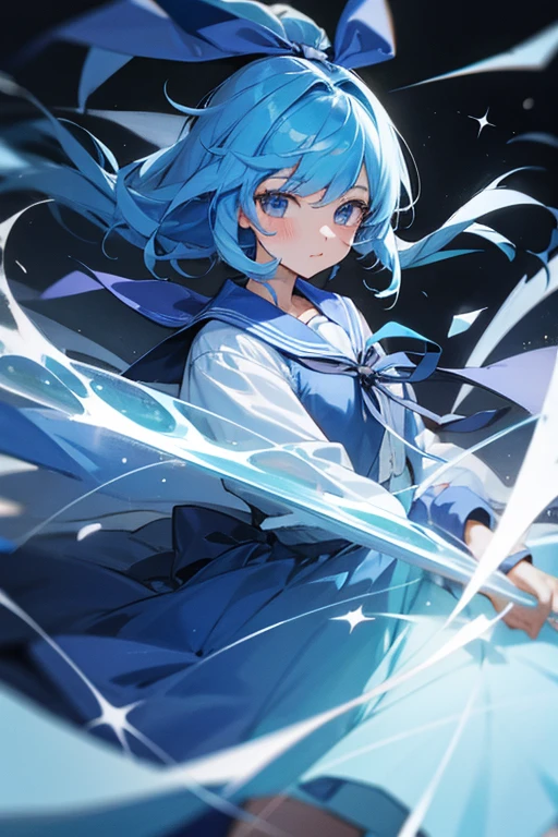 high school girl, Blue Hair, ribbon, Wizard