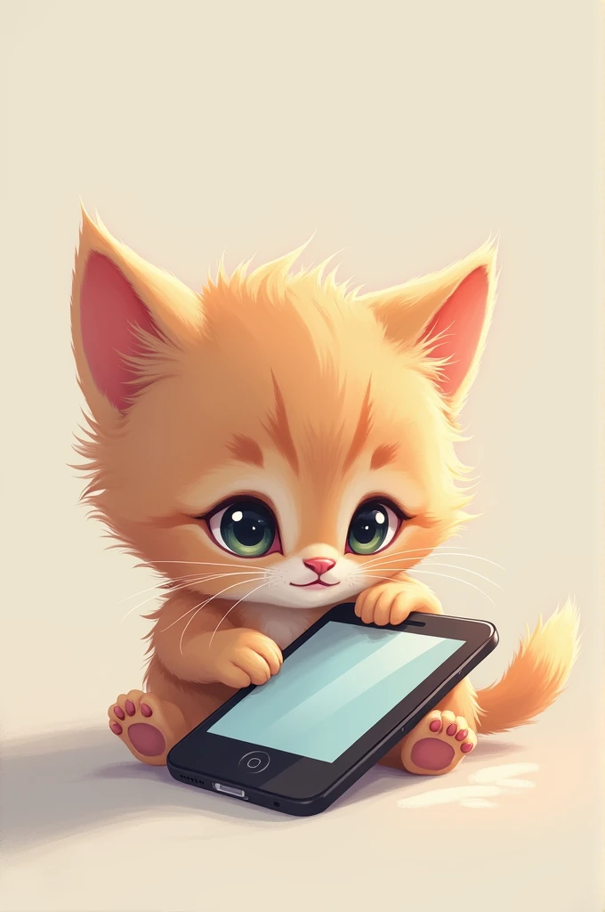 Kitten Holding iPhone 

