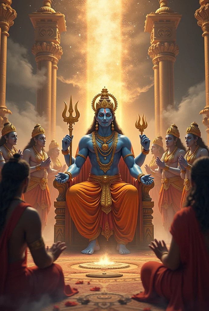 Lord Vishnu talking with all gods image HD,On gods place