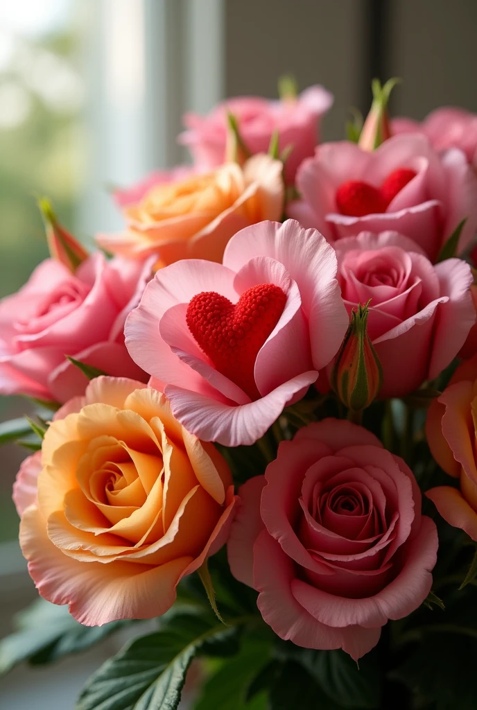 Bouquet with real heart flowers