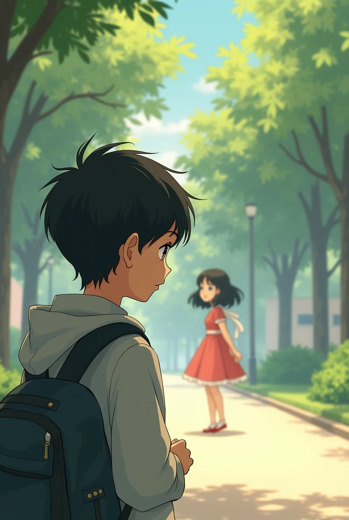Boy is see his crush from the behind