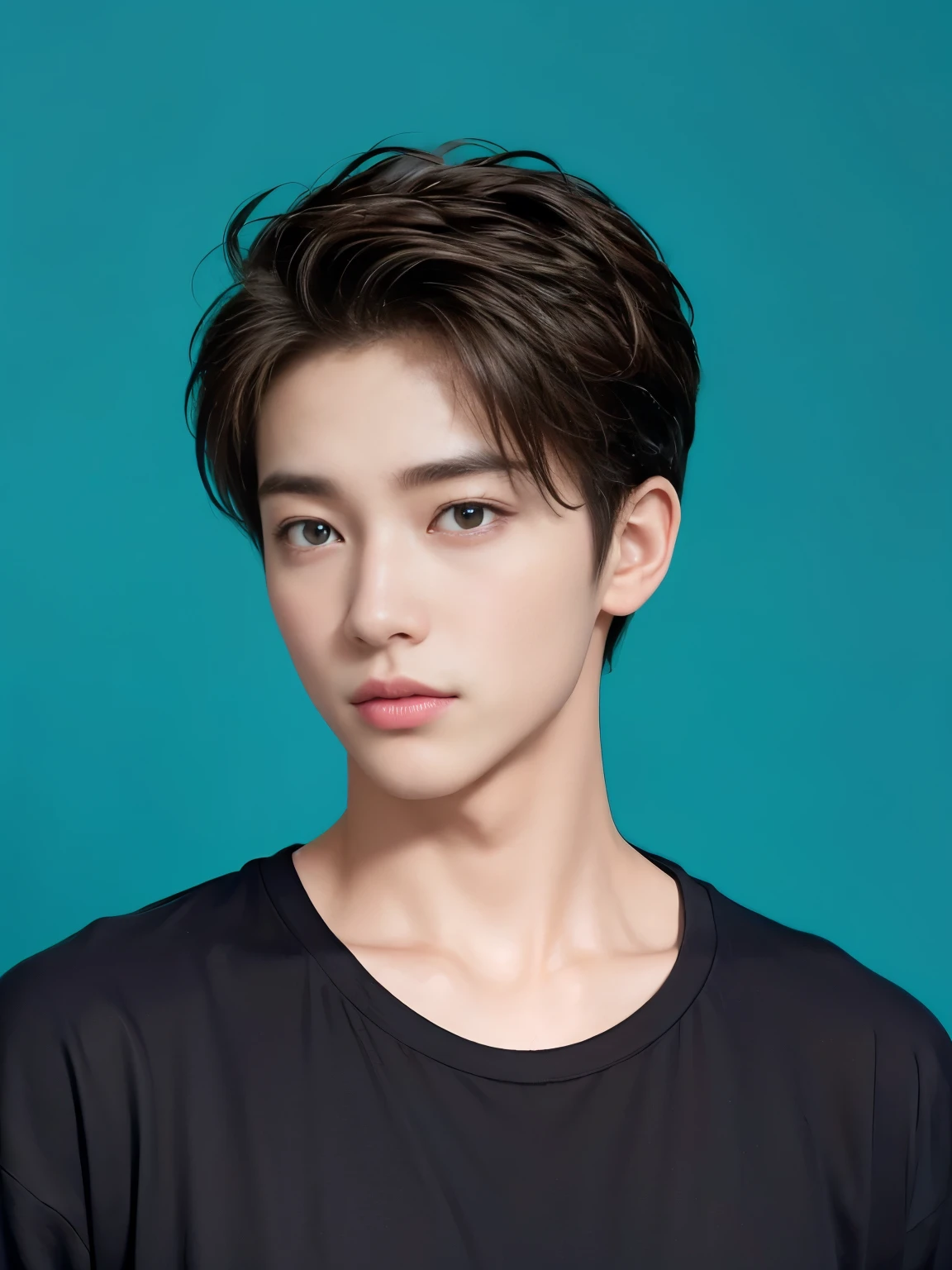 (Full body:1.2)、((top-quality、​masterpiece、photographrealistic:1.4、in 8K))、Cool Asian Men１a person、25 years old、Well-formed face、Eyes and faces with detailed、Beautiful lighting、Textured skin、Super Detail、high detailing、High quality、hight resolution、（looking at the viewers）、Opening Mouth、Detailed mouth、(Wear a plain T-shirt:1.2)