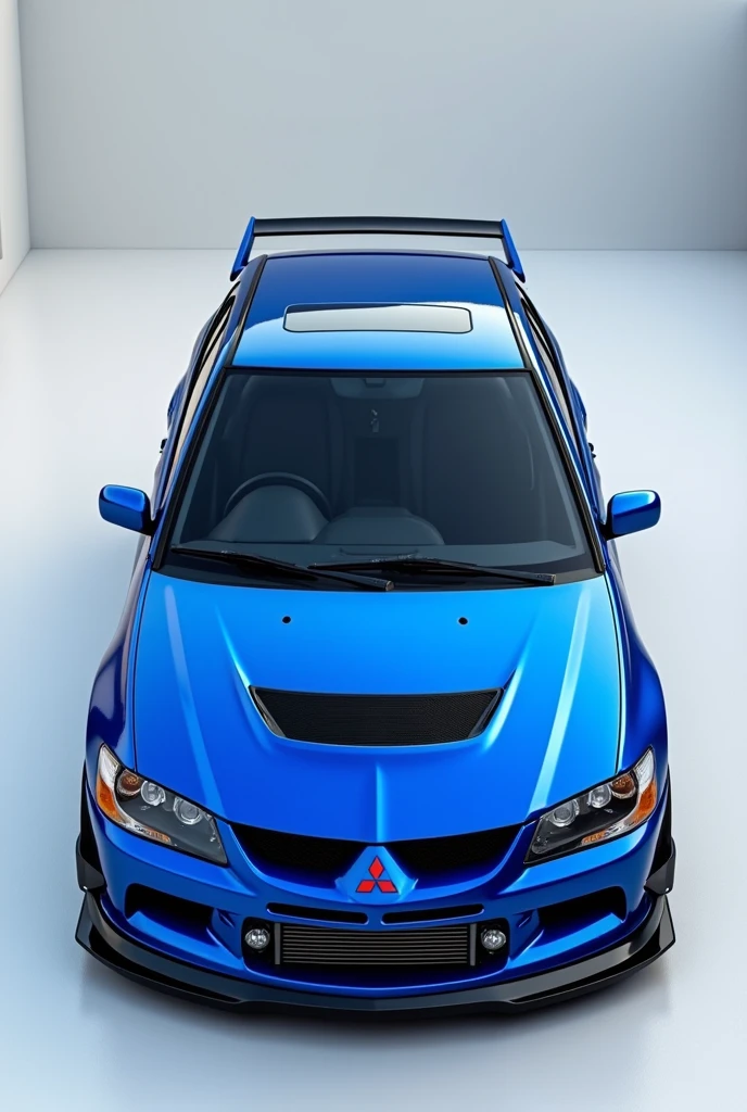  Uma Mitsubishi Ano 2004 model L2000, all blue car with black details and a spoiler 