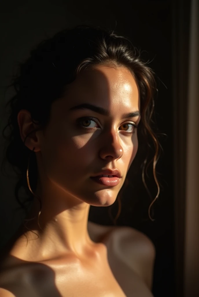 high-resolution photograph, woman, stunning use of shadows, in the syle of crisp lines and forms, UHD, shot on a Sony A7III --ar 1:2 --style raw --stylize 250