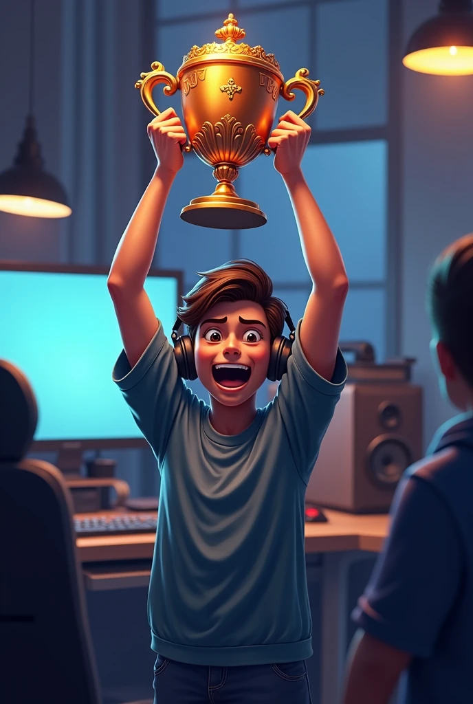 Showing the trophy by gamer.
