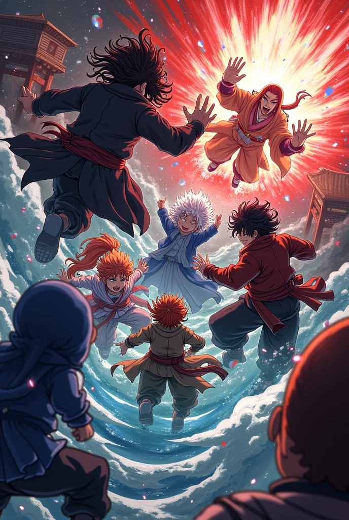 Here is a picture of a Kimetsu no Yaiba by Akasa, Douma, of the word,Right Uzui,Tomioka,Come on, it washes,Muzan and Daki
