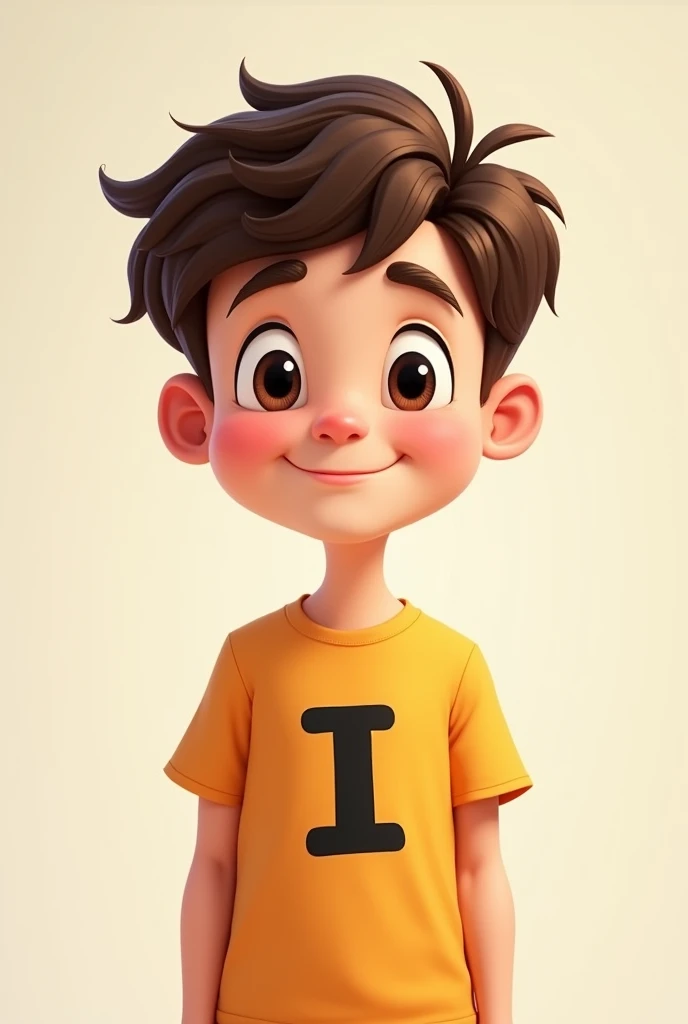 Handsome cartoon boy wearing t shirt printed letter I