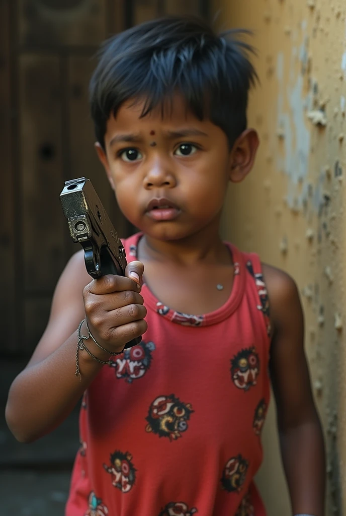 a mini hand gun in a bangladeshi dirty lungi