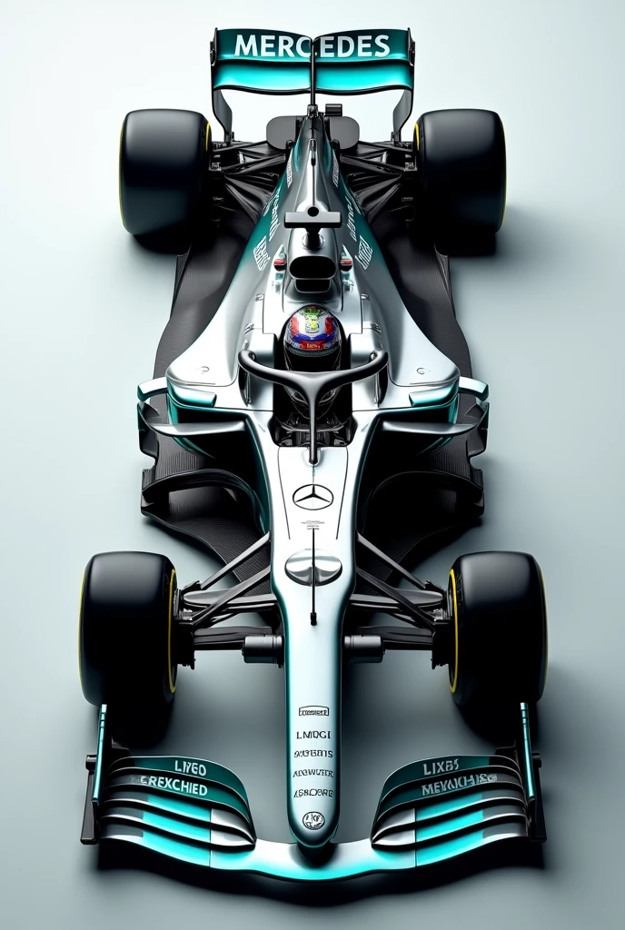 I need an image of a Mercedes F1 car from above 
