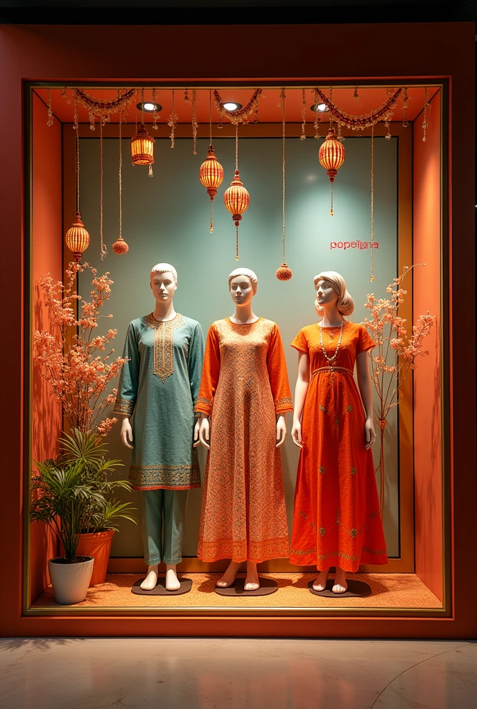 Store window displays ideas for raksha bandhan reliance trends add mannequins also shows some kind of story in it reliance trends in retail store for clothing add a feel for Rakhi the main element is missing so add that this will be in-store display so make sure it should be perfect 