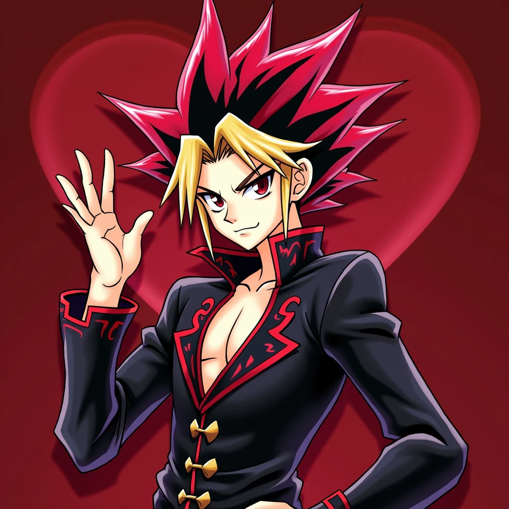 yami yugi,male,3D,Red rose,