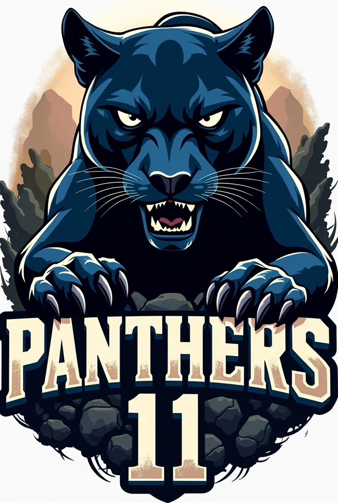 A team logo naming the team PANTHERS 11 in make it fully realistic so that it looks good enough in circle cut out