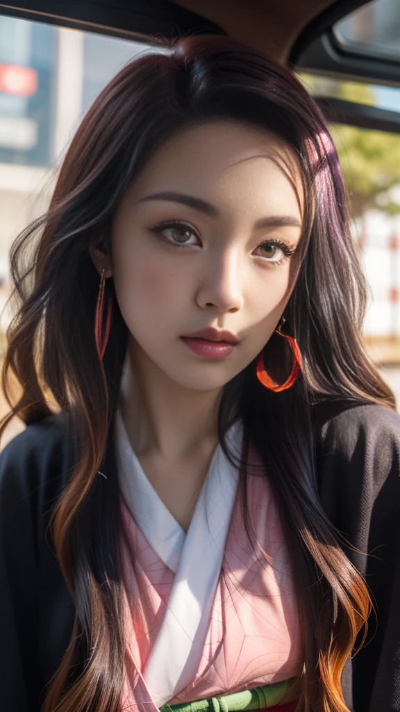 Cute Japanese woman, (16 years old), (Very cute face: 1.3), White moist skin,
BREAK,
Fighter, Kung Fu fighter, Idol,
BREAK,
(Wearing cute kimono: 1.3), (Very revealing kimono), Very big earrings, Short length,
BREAK,
(Long hair), (Bangs: 1.2), (Pink hair: 1.3), (Wavy hair), (Gradient color red hair: 1.3), (Red hair tips),
BREAK,
(Realistic: 1.3), Masterpiece, Perfect lighting, (Ultra high resolution), (8K), (Very detailed: 1.4), (From the front), Looking at the camera, Melancholic expression,
BREAK,
(Japanese city streets: 1.2), Background of Tokyo Tower in Japan,