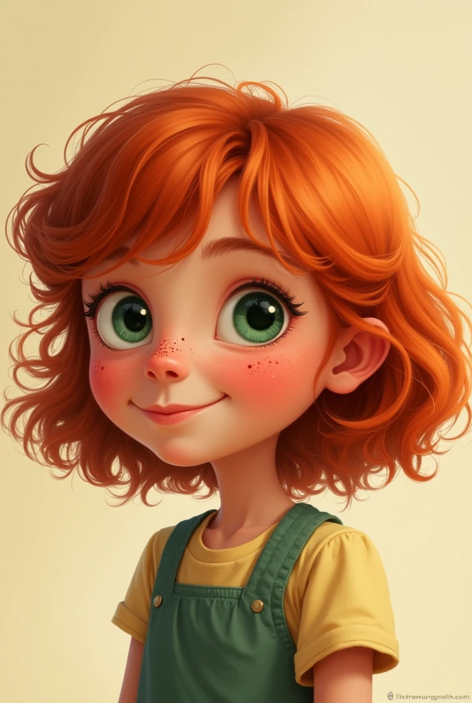 Lucy wilde a 5 year old girl
(Middle to long slightly curly red hair with small bangs. Green eyes and slight freckles. big spiky nose.)