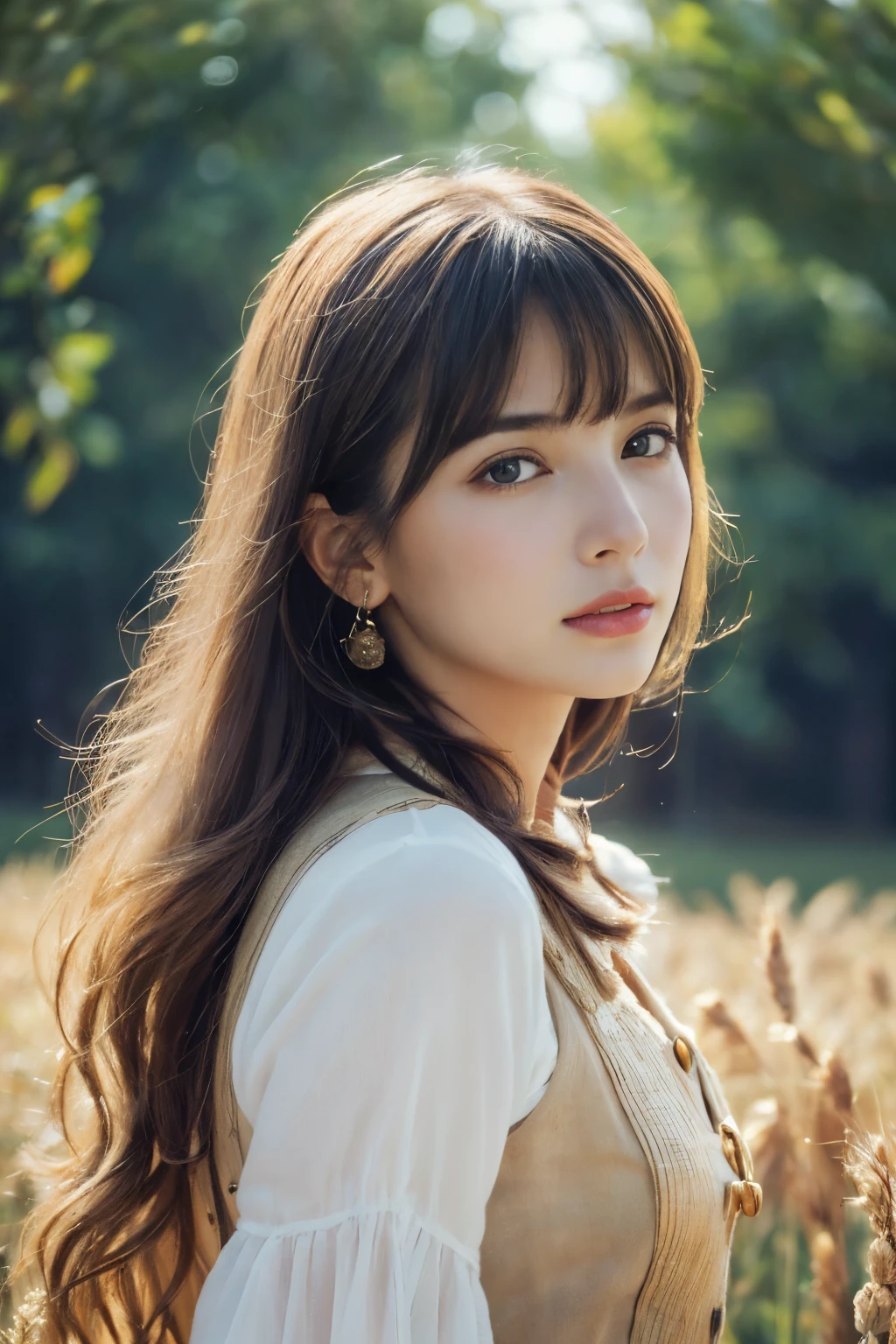 ((masterpiece:1.4, Highest quality)), (Realistic photos:1.4), (artwork),
((1 girl)), (Otherworldly beauty), (dream-like), ((1 girl, Realistic photos)),
(超High resolution:1.2), Very delicate and beautiful, wonderful, Very detailed CG Unity 8k wall paper, Very detailed, High resolution,
Soft Light, Beautiful detailed girl, Very detailed eyes and face, Beautiful and detailed nose, Beautiful and detailed,
(Portrait of a French peasant girl, late 19th century:1.3), (Wheat field), (harvest),
Cinema Lighting, Perfect Anatomy, Slender body, (Parted bangs),
(The world of Barbizon painting:1.5), (「Supper Bell」),
Cowboy Shot