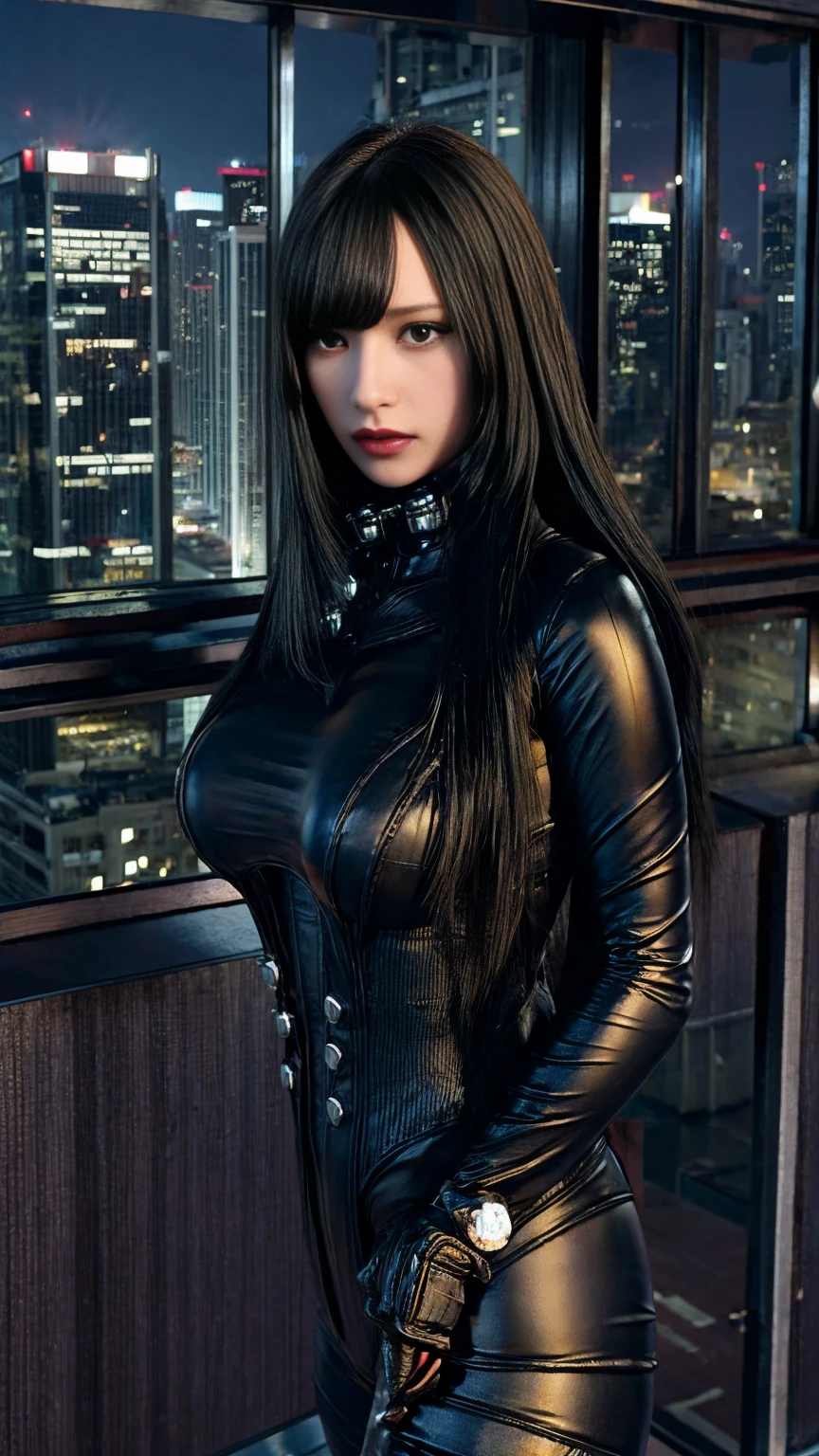 woman、Bodysuits、Glare、Beautiful Face、Beautiful Hair、Bodyline、City of night、beauty、Big Breasts、Highest quality、Skyscraper、Ultra HD、Official photo、Official Art、Masterpiece、