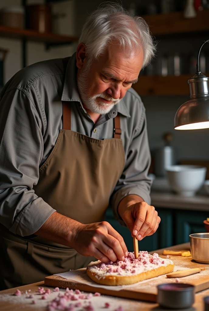 grandfather, making sweets