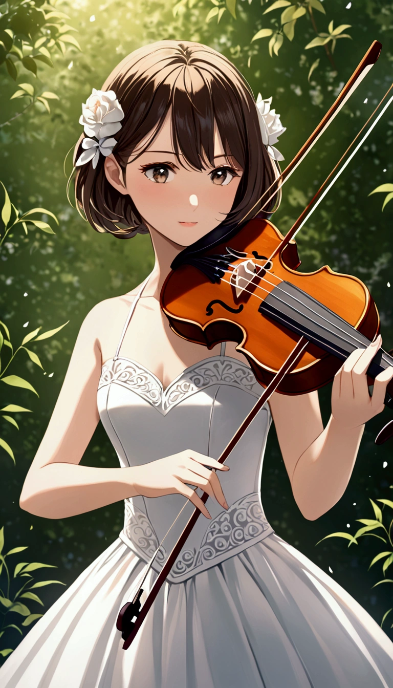 1 girl, solo, Playing the violin,